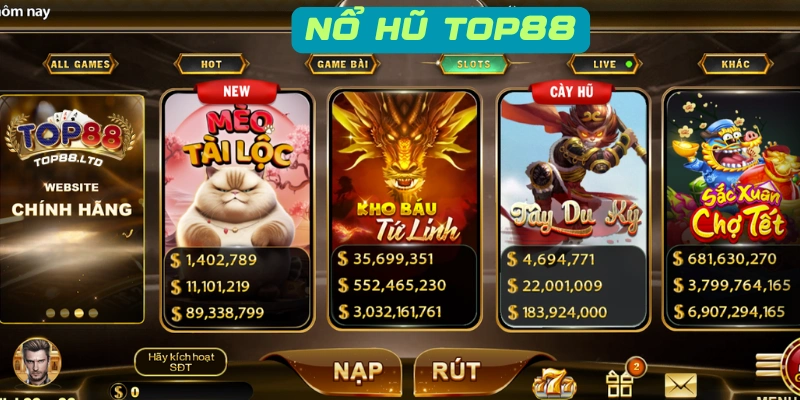 Tổng quan về sảnh nổ hũ Top88