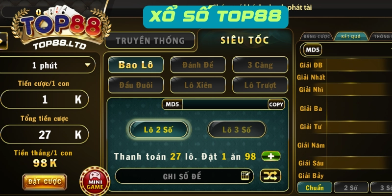 Điểm nổi bật của xổ số Top88